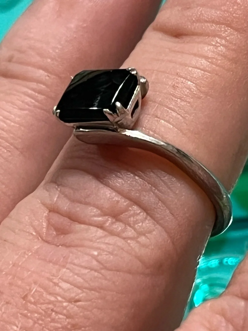 Vintage Joseph Esposito Sterling Silver 925 Black Onyx Emerald Cut Size 5.5